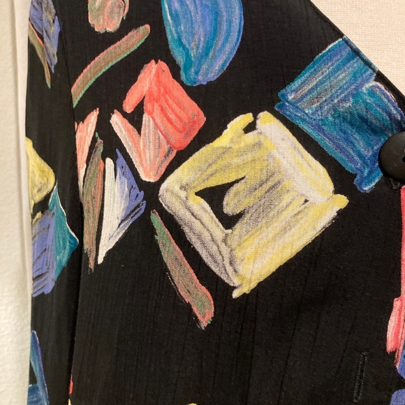 ❗️5X$30❗️ PETITE SOPHISTICATE  Colorful Geometric Patterned Cardigan  100% Rayon - Picture 6 of 9